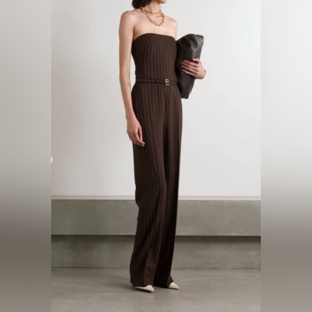 ❌SOLD❌ RALPH LAUREN COLLECTION MARCUS PINSTRIPE WOOL JUMPSUIT
